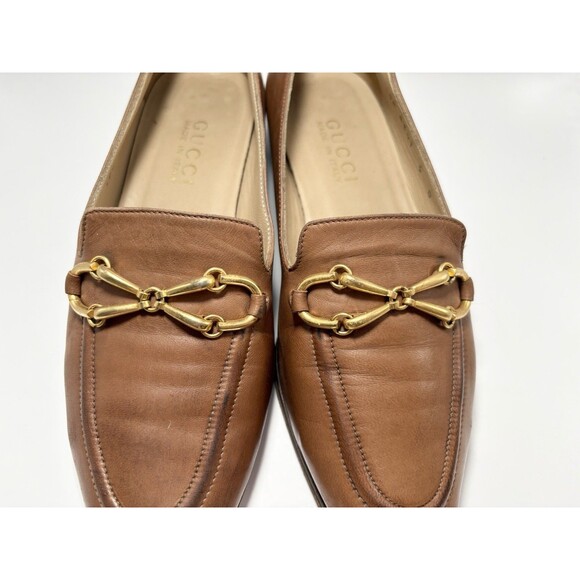 Gucci Princetown Loafers Brown w/ Gold Horse-bit Detail Vintage Mules Sz US 6 - Picture 4 of 16
